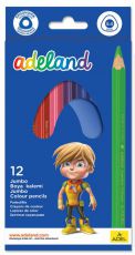 Карандаши цветные Adel AND Jumbo 211-7510-110 трехгран. 5.4мм 12 цветов коробка/европодвес