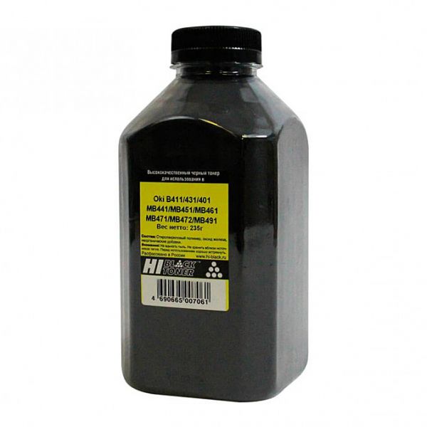 Тонер для картриджа Hi-Black Oki B411/431/401/MB441/MB451/MB461/MB471/MB472/MB491, Black, 235 г, банка